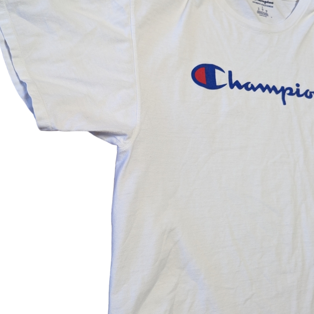 Champion Authentic Athleticwear‎ White Crew Neck T Shirt Logo Graphic Size L - Picture 4 of 6